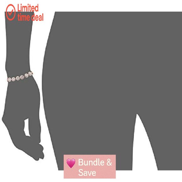 Crystal Tennis Bracelet, 6 3/8 Inches, Rose Gold Tone, White Stones - Picture 5 of 8